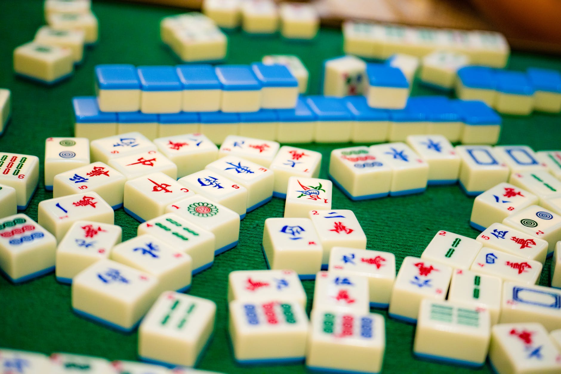 a variety of mahjong tiles